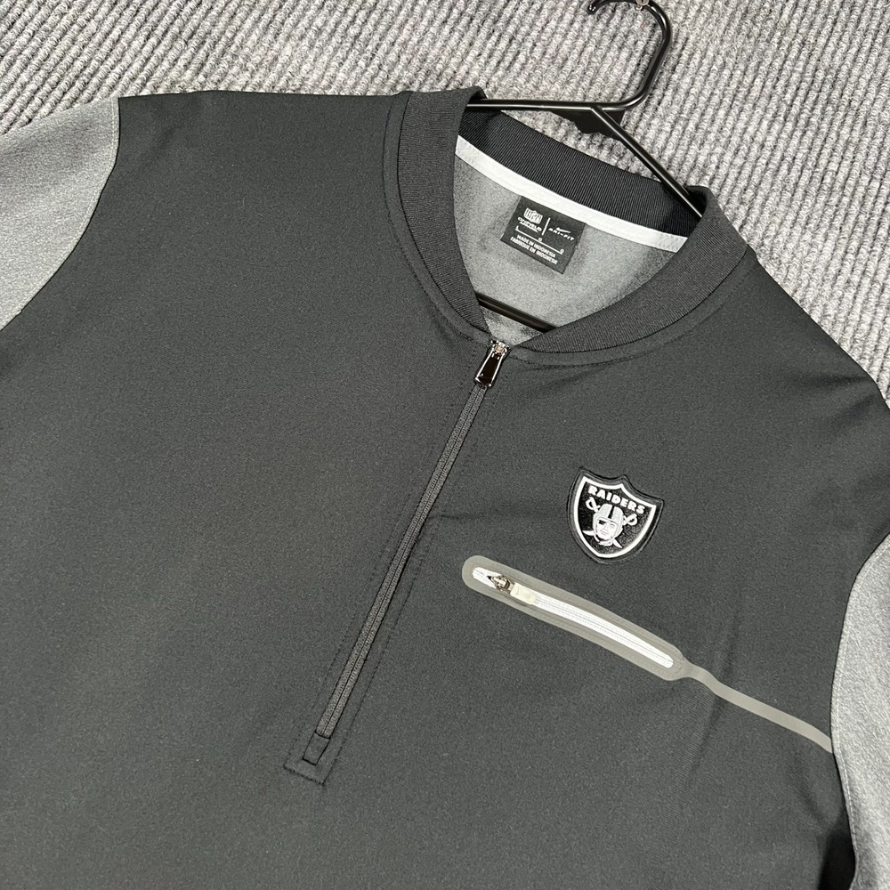 Las Vegas Raiders Pullover Shirt Mens Large Black Gray Long Sleeve Nike 1/4‎ Zip